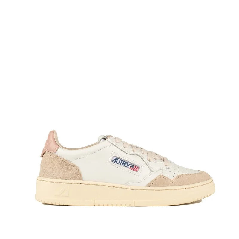 Autry Medalist Low White Suede And Powder Leather Sneakers