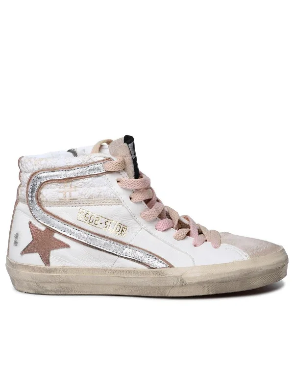 Golden Goose 'Slide' White Leather Sneakers