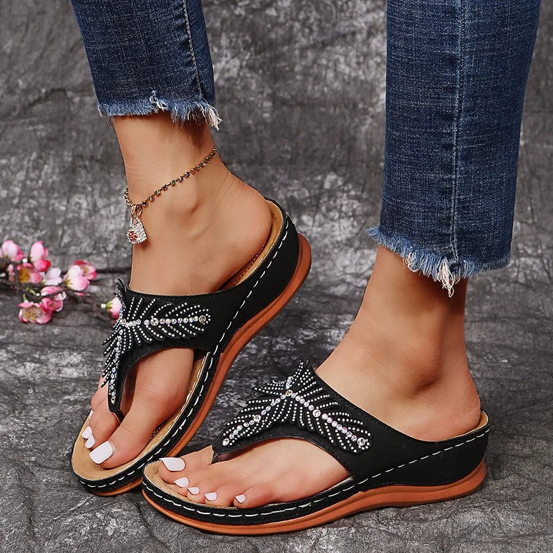 Comelyy Flip-flops sandals casual wedge slippers