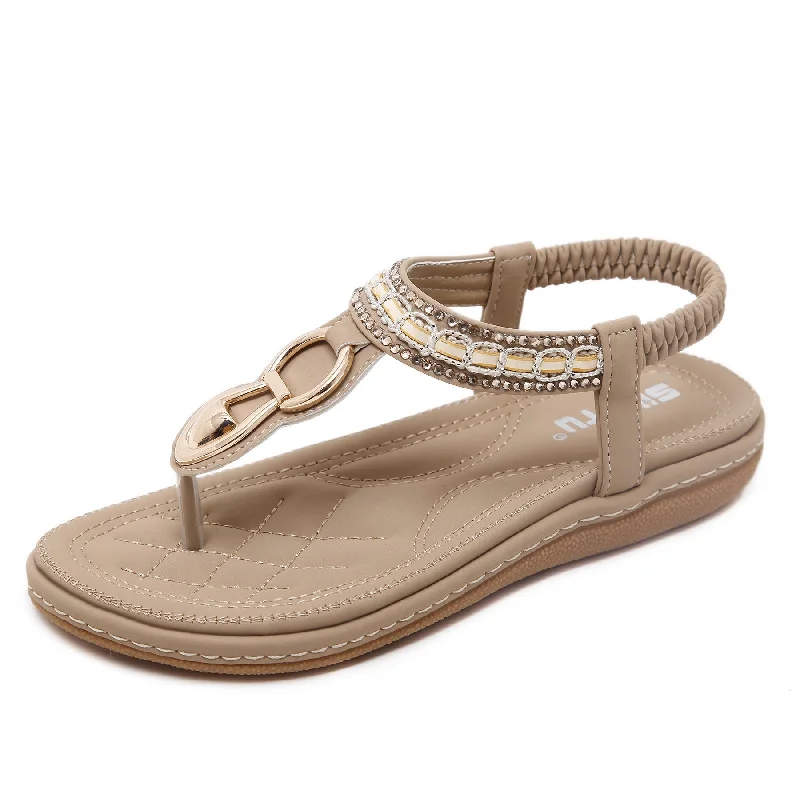 Comelyy women's sandals beach beach rhinestone flats