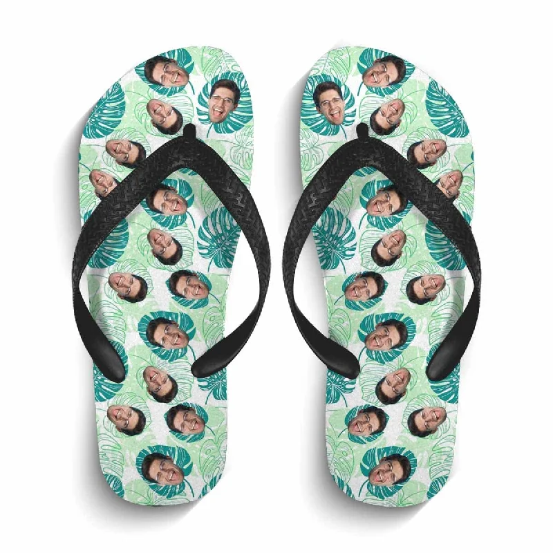 Custom Face Leaves Flip Flops For Both Man And Woman Funny Gift For Vacation,Wedding Ideas For Guests