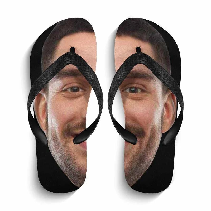 Custom Face Splitting Flip Flops for Men and Women Personalized Beach Hawaiian Flip Flops Funny Gift for Vacation, Wedding Ideas