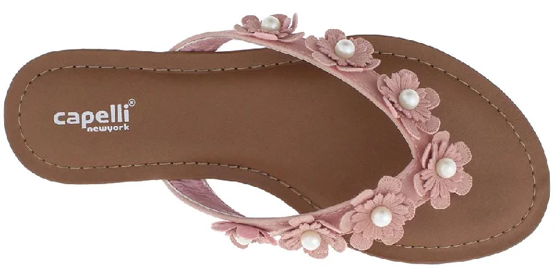 Ladies Blush Flowers with Pearl Trim Flip Flop