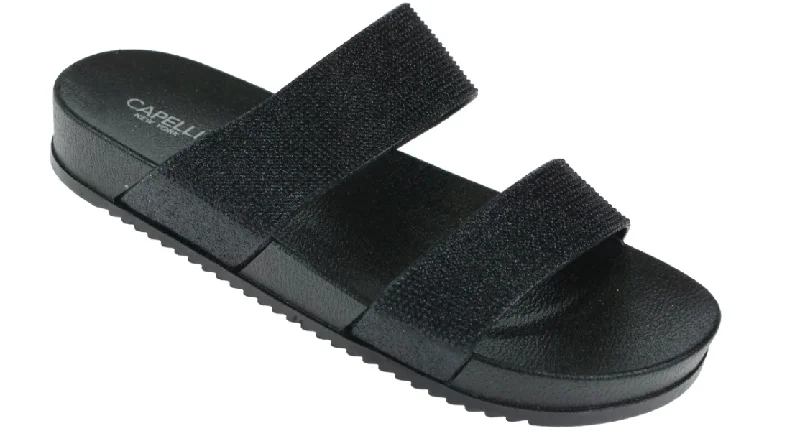 Ladies Glitter Double Strap Sandal