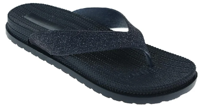 Ladies Navy Glitter Textured Flip Flop