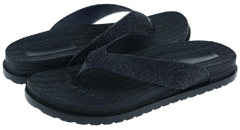 Ladies Navy Glitter Textured Flip Flop