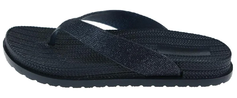 Ladies Navy Glitter Textured Flip Flop