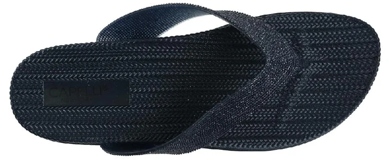 Ladies Navy Glitter Textured Flip Flop