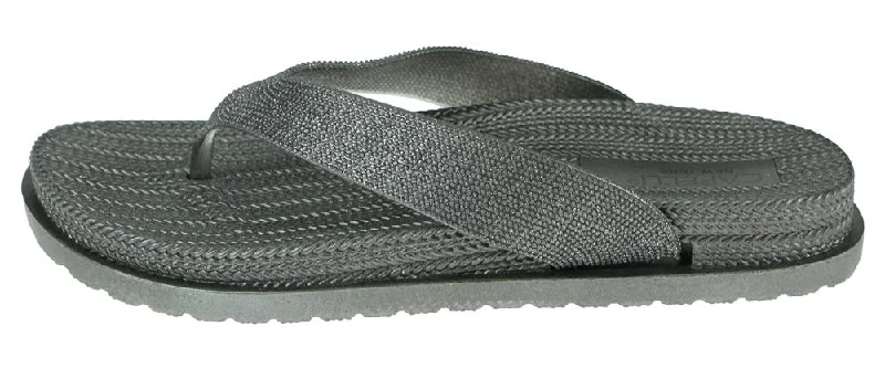 Ladies Pewter Grey Glitter Textured Flip Flop