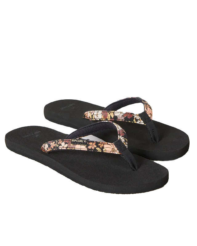 Freedom Bloom Flip Flops in Black & Brown