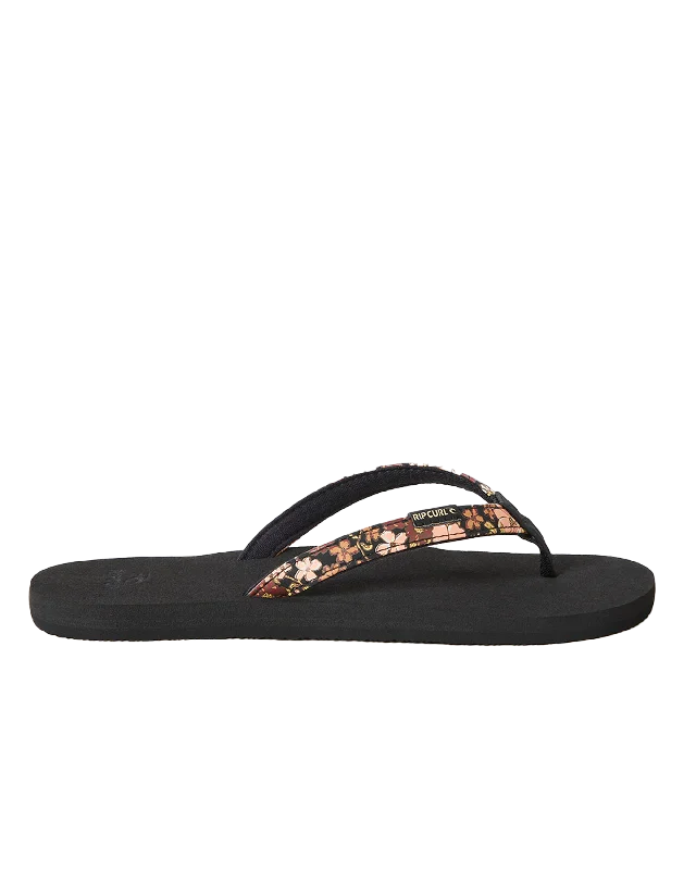 Freedom Bloom Flip Flops in Black & Brown