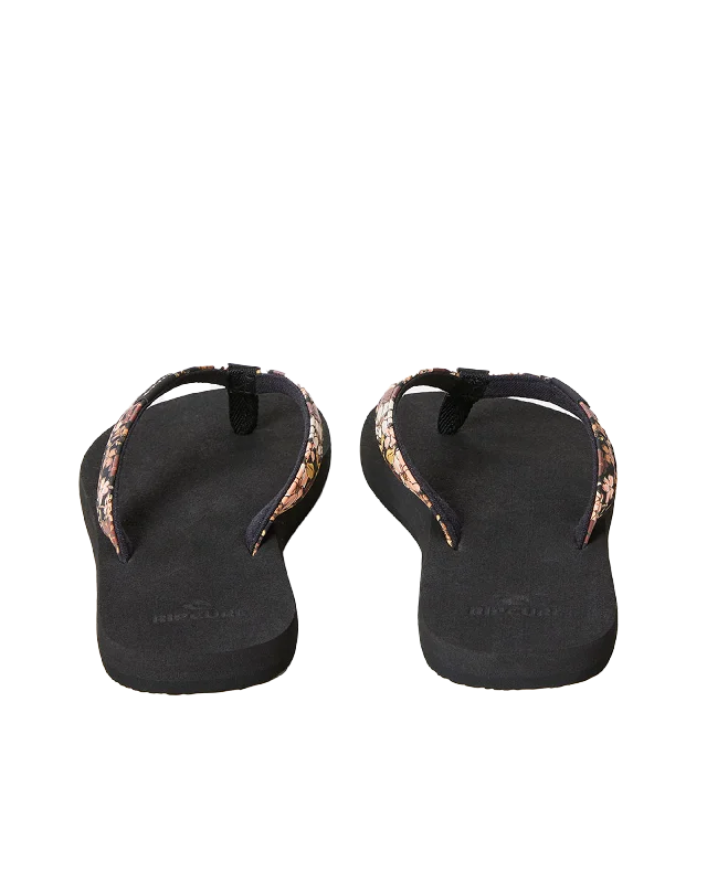 Freedom Bloom Flip Flops in Black & Brown