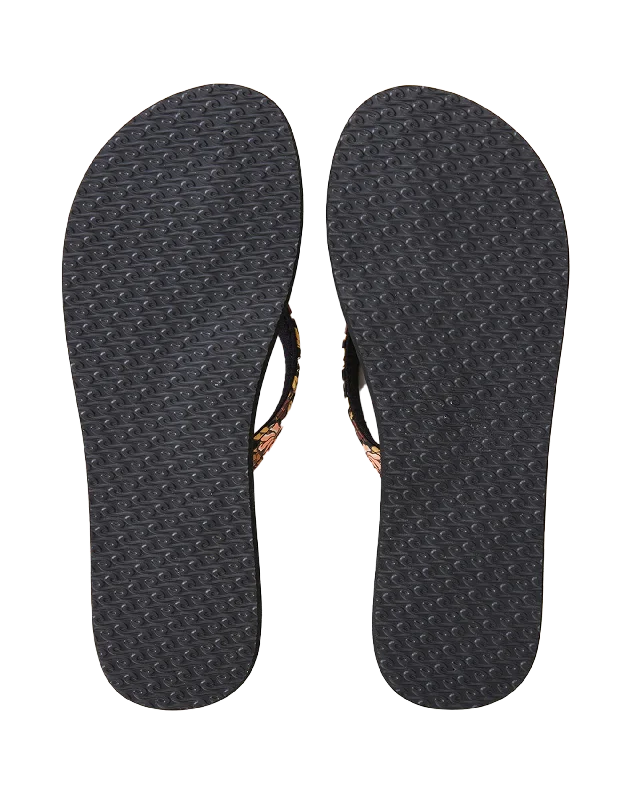 Freedom Bloom Flip Flops in Black & Brown