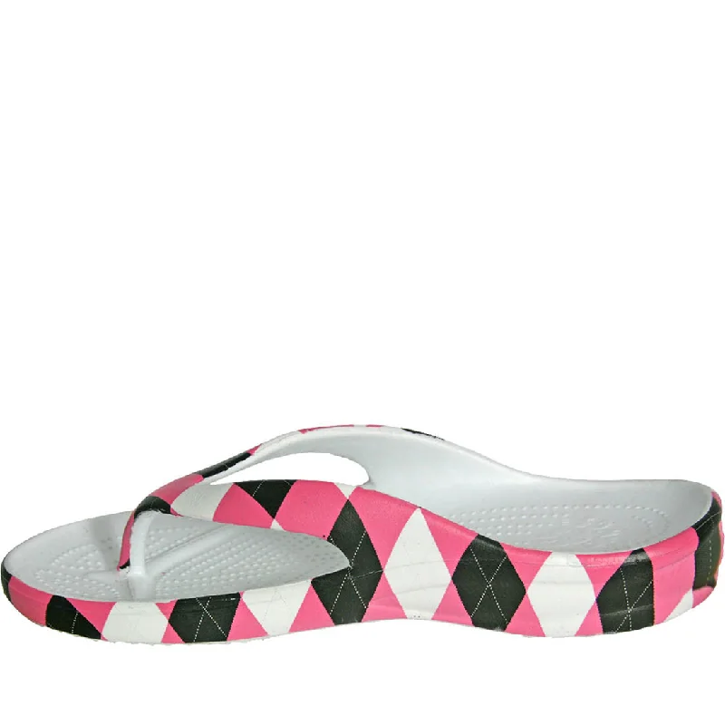 Women's Loudmouth Flip Flops - Pink and Black Tile