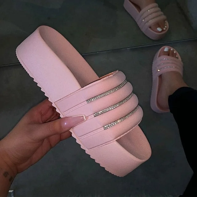 Women's Slippers Fashion Casual Slippers Women Thick Platforms Shoes Slippers Flip Flops Ladies Slides Rome Beach Sandals 2020