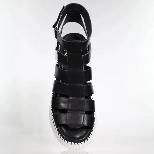 Minx Blaze Black Leather Summer Sandal