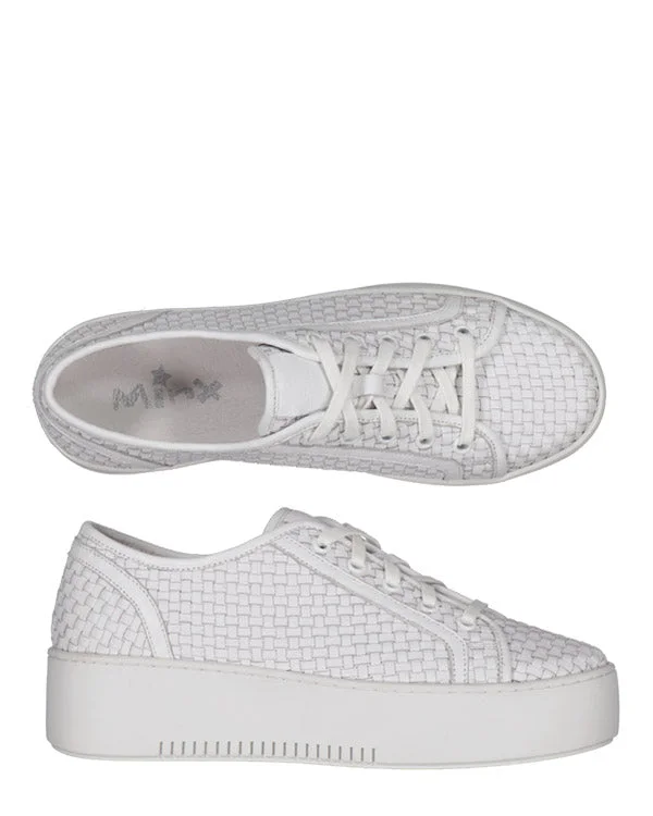 Minx Ellie White Woven Leather Sneaker