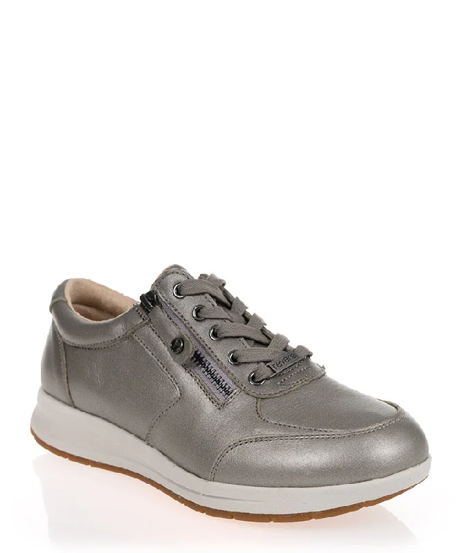 Revere Boston Slate Leather Casual Sneaker Wide Fit