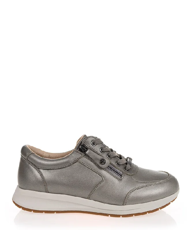 Revere Boston Slate Leather Casual Sneaker Wide Fit