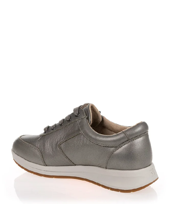 Revere Boston Slate Leather Casual Sneaker Wide Fit