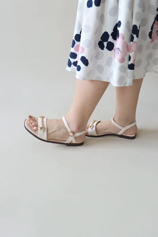 Chloe Metallic Buckled Sandals (Ivory)