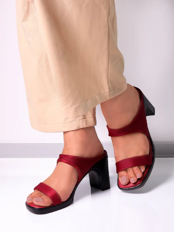 Darcy Maroon Block Heels