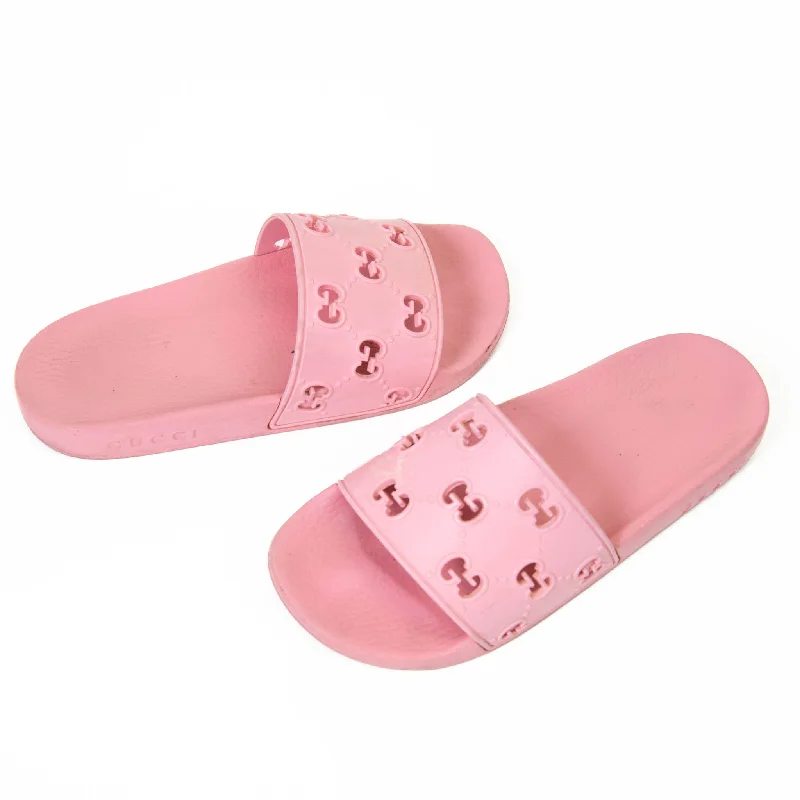 Gucci Pink GG Signature Rubber Slides 36