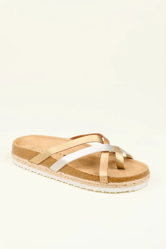 Metallic Multi Strap Sandal