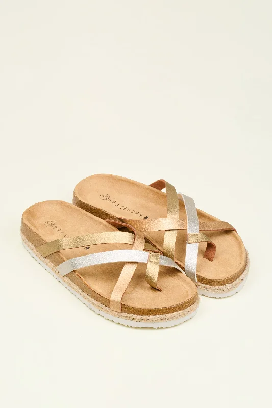 Metallic Multi Strap Sandal