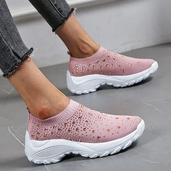 Nanccy Thick-soled Rhinestone Casual Running Shoes