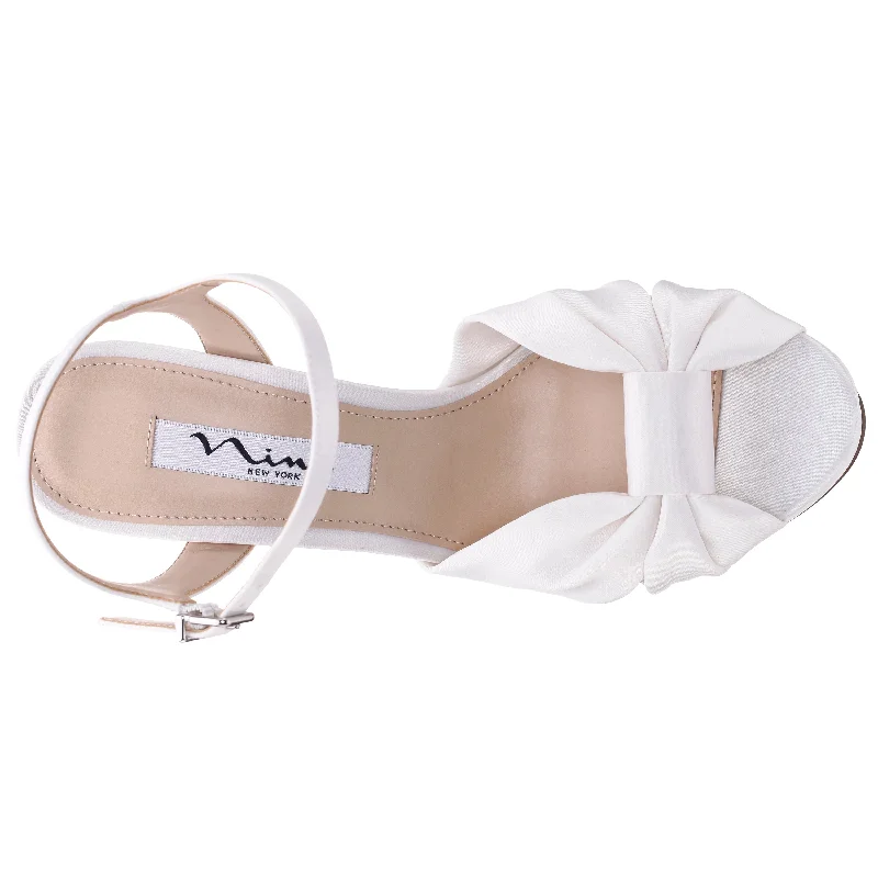 SKYLYNN-Womens Ivory Satin Stiletto Block-Heel Platform Sandal