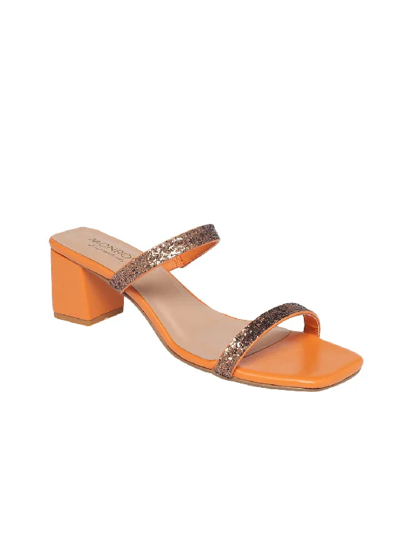 Soriya Orange Block Heels