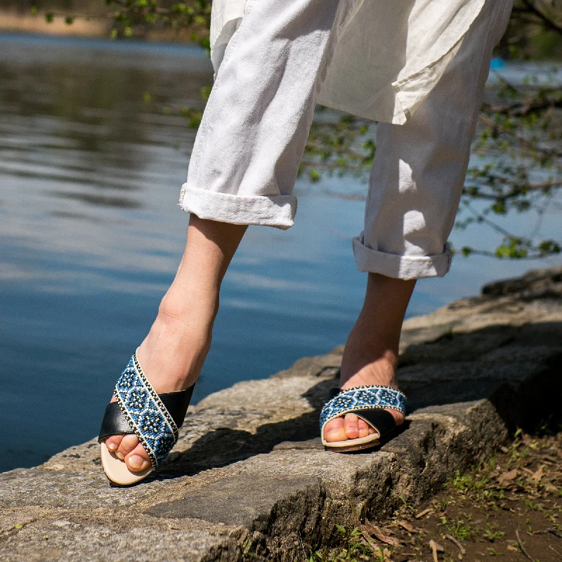 Mona Cross Strap Sandal - Sapphire Blue