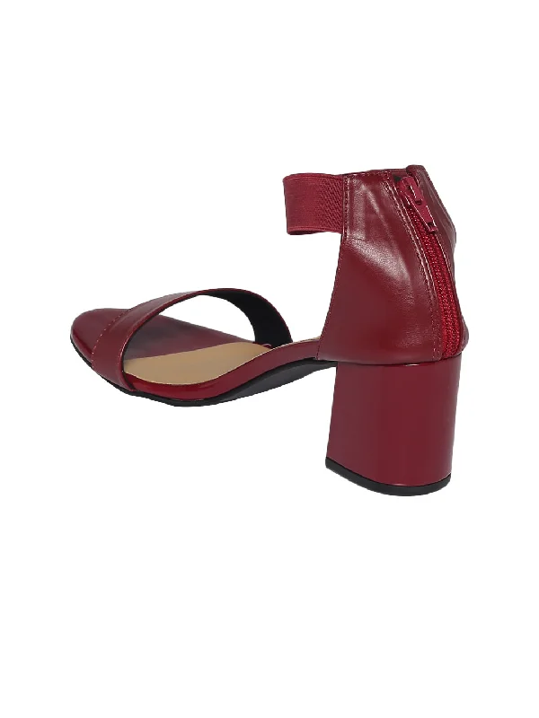 Tiana Maroon Block Heels