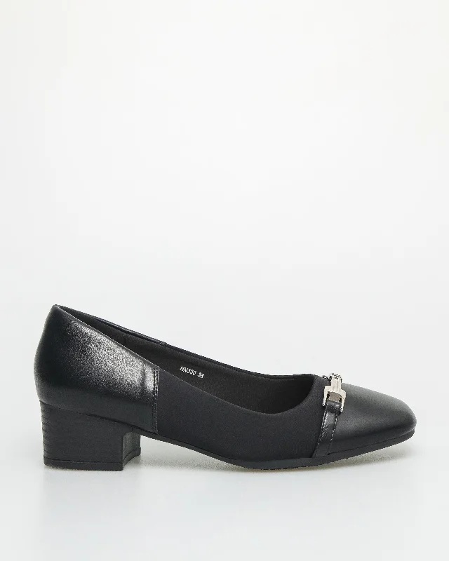 Tomaz NN330 Ladies Silver Buckle Heels (Black)