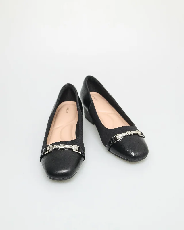 Tomaz NN330 Ladies Silver Buckle Heels (Black)