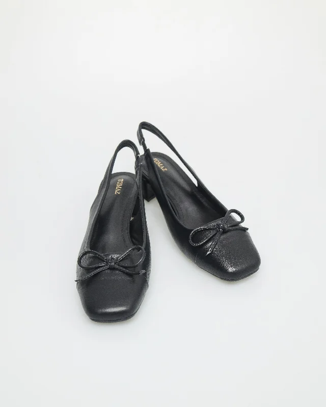 Tomaz YX171 Ladies Bow Slingback Heels (Black)