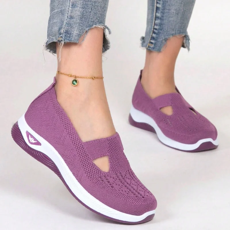 Women's Breathable & Comfortable Knitted Mesh Sneakers For Driving With Round Toe, New Arrivals For Spring