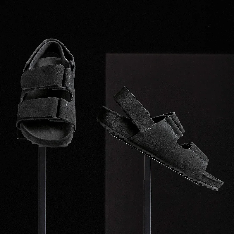 Women's Double Strap Velcro Sandal - Black