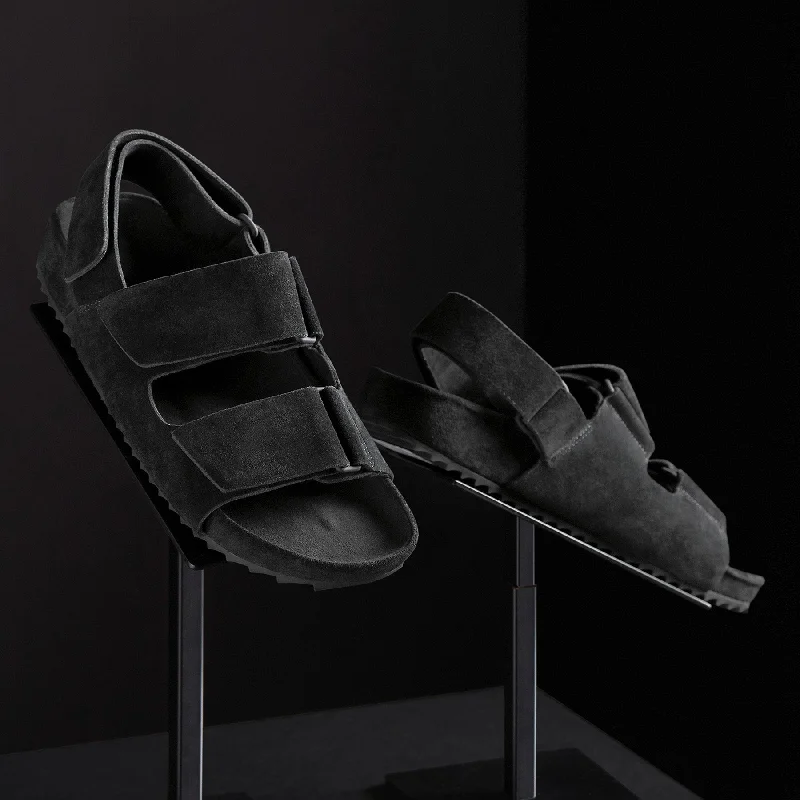 Women's Double Strap Velcro Sandal - Black