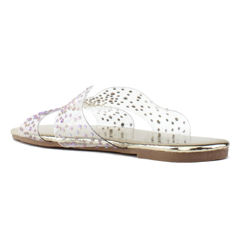 Women's Transparent Clear Metallic Sole Sandals GOLD