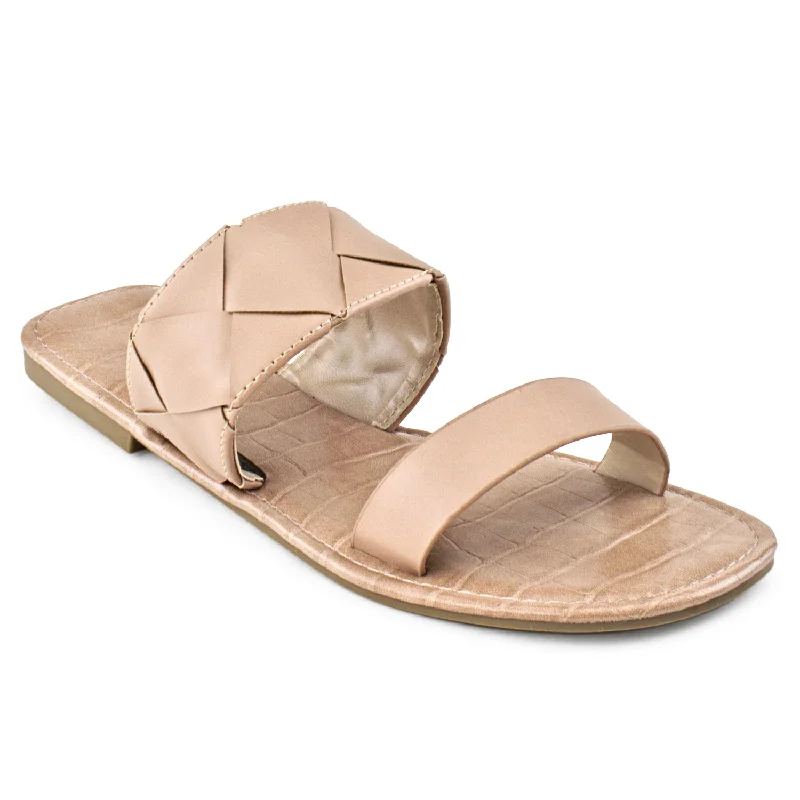 Woven Double Band Slide Sandals BLUSH