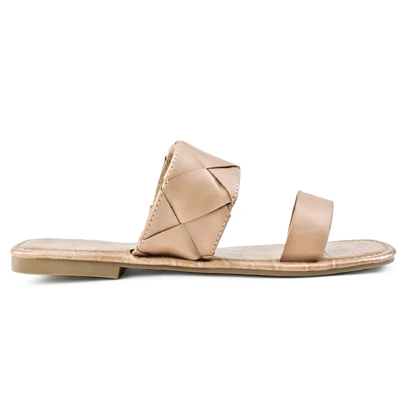 Woven Double Band Slide Sandals BLUSH