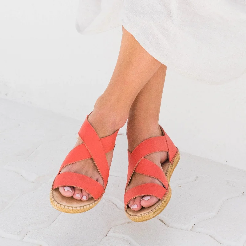 Beach Espadrille in Coral Leather