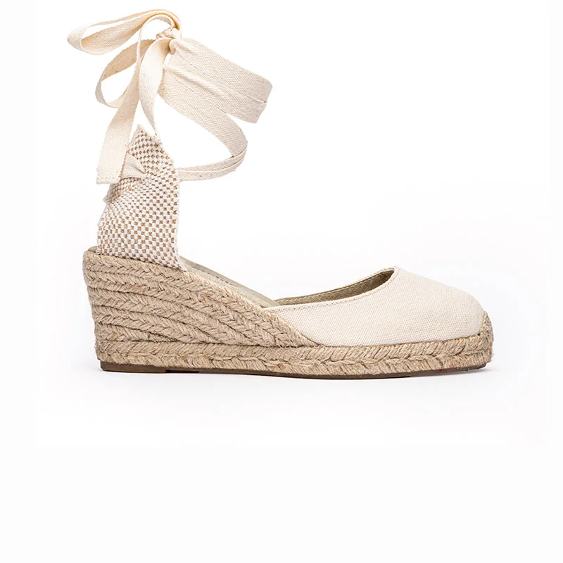 Classic Espadrille Wedge in Cream