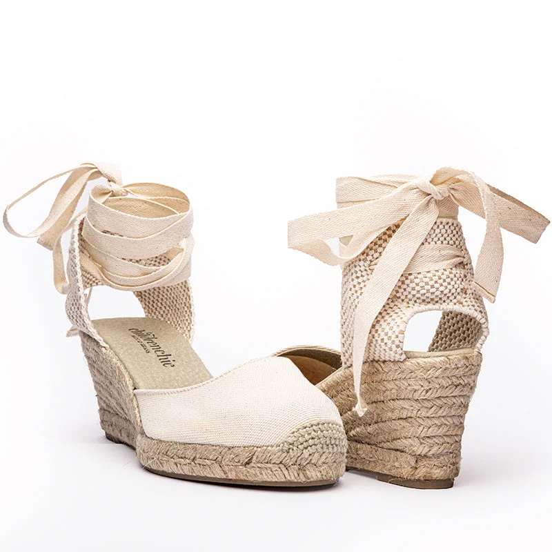 Classic Espadrille Wedge in Cream