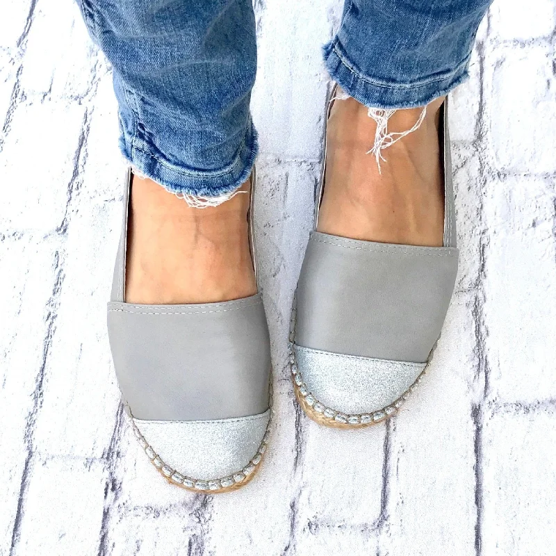 Classic Espadrille in Grey Glitter