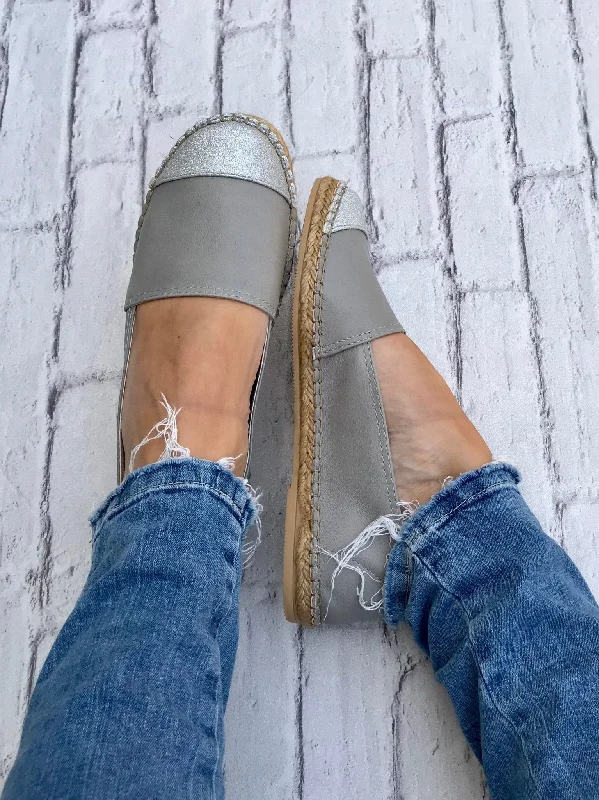 Classic Espadrille in Grey Glitter