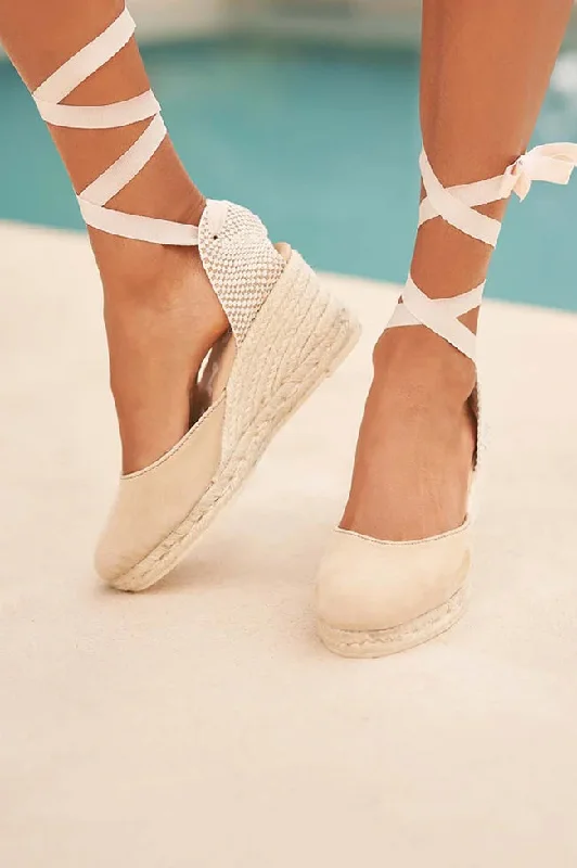 Hamptons low wedge espadrilles, champagne beige