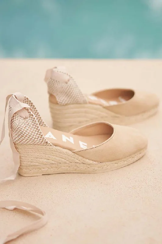 Hamptons low wedge espadrilles, champagne beige